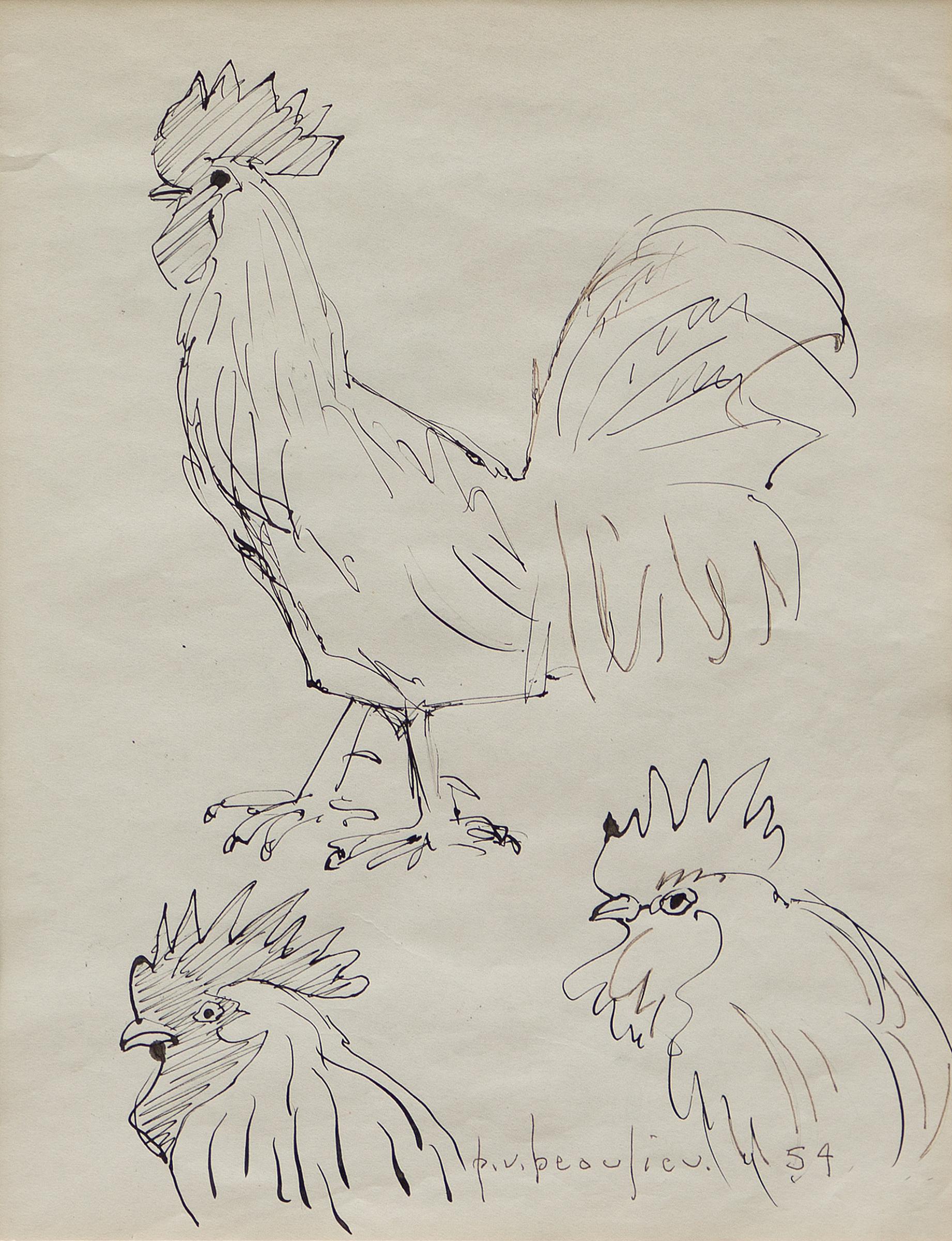 Paul Vanier Beaulieu (1910-1996) - Coq (Esquisse), 1954