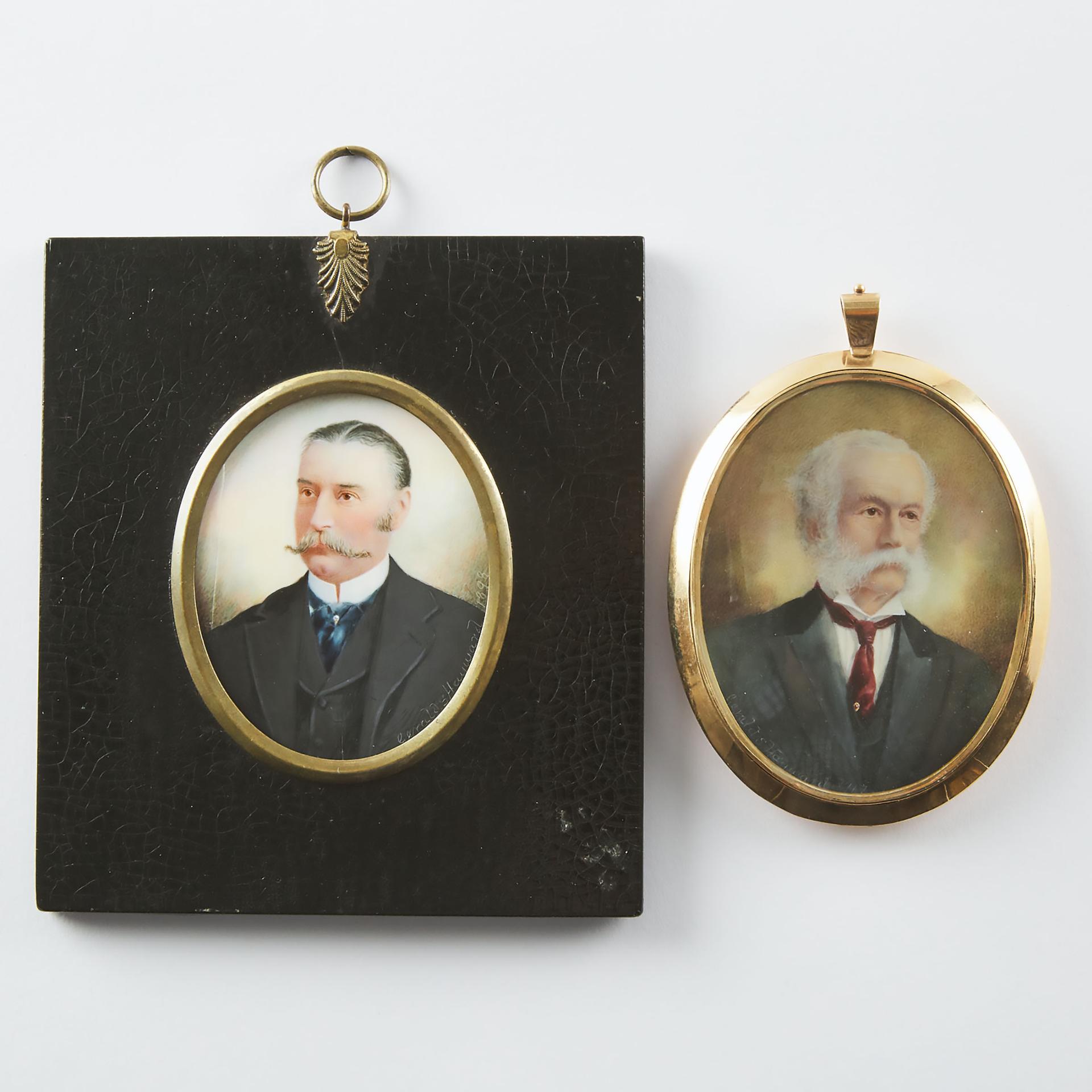 Gerald Sinclair Hayward - Two Portrait Miniatures Of Gentlemen