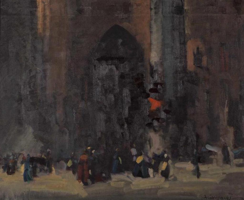 Klement Olsansky (1909-1963) - Figures in Front of a Cathedral