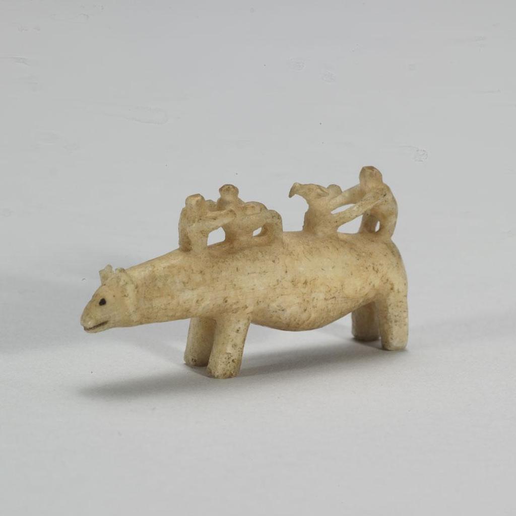 Polar Bear With Relief Carved Figures - Ivory