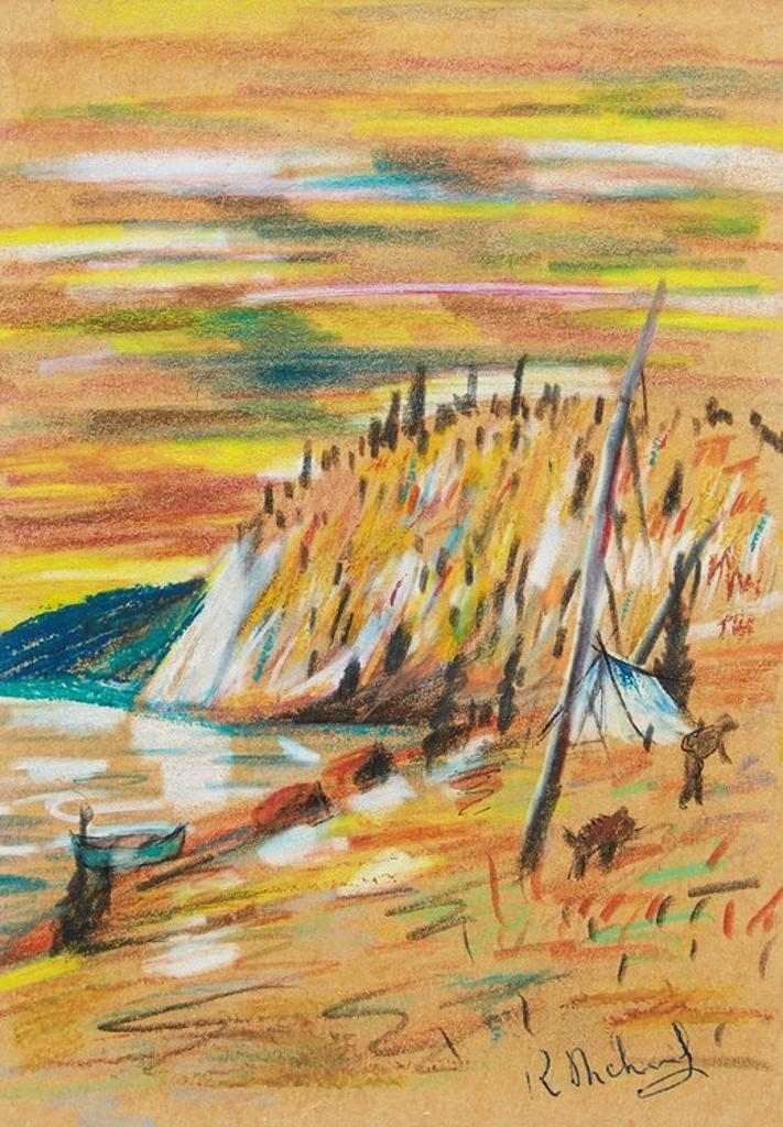 René Jean Richard (1895-1982) - Shore Landscape with Campsite