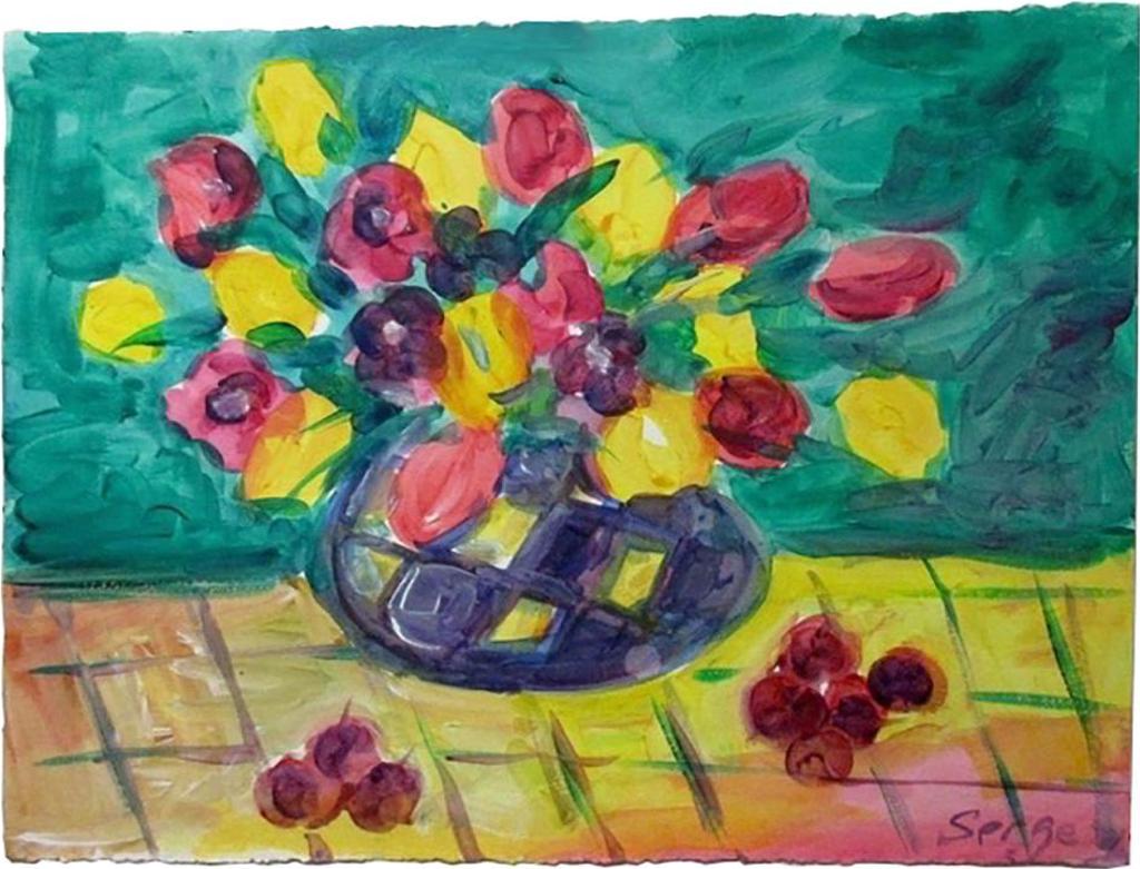Serge Deherian (1955) - Untitled (Still Life - Flowers & Cherries)