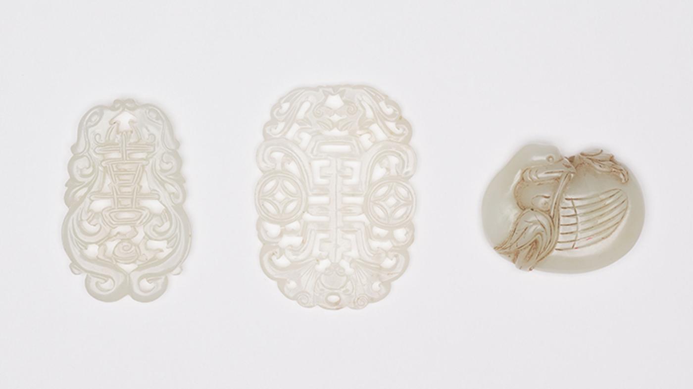 Chinese Art - Three Chinese Jade Carved Pendants, 19th/20th Century