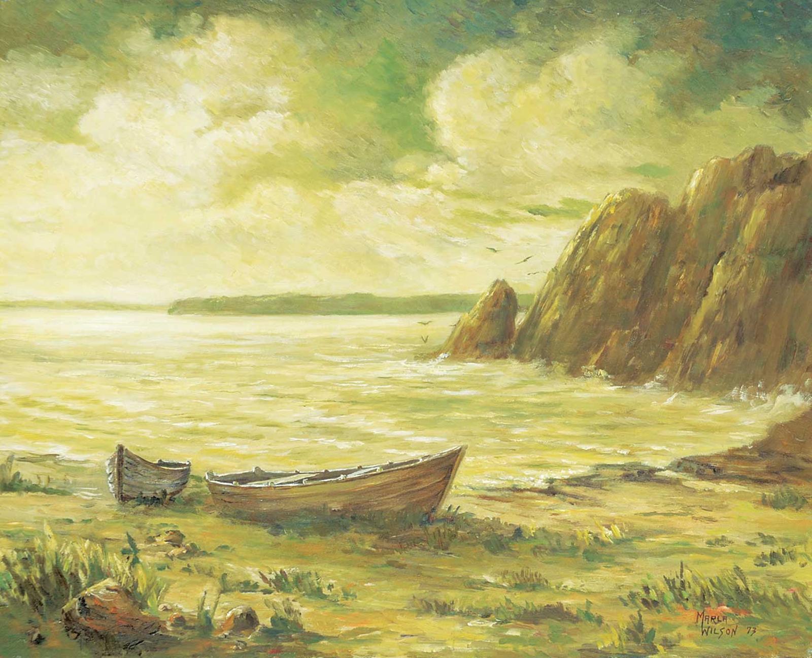 Marla Wilson (1945) - Untitled - Boats on the Shore