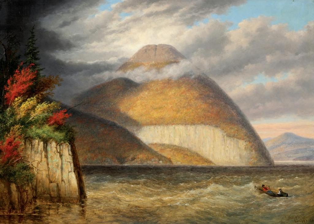 Cornelius David Krieghoff (1815-1872) - Skinner's Cave and Owl's Head Mountain, Lake Memphremagog