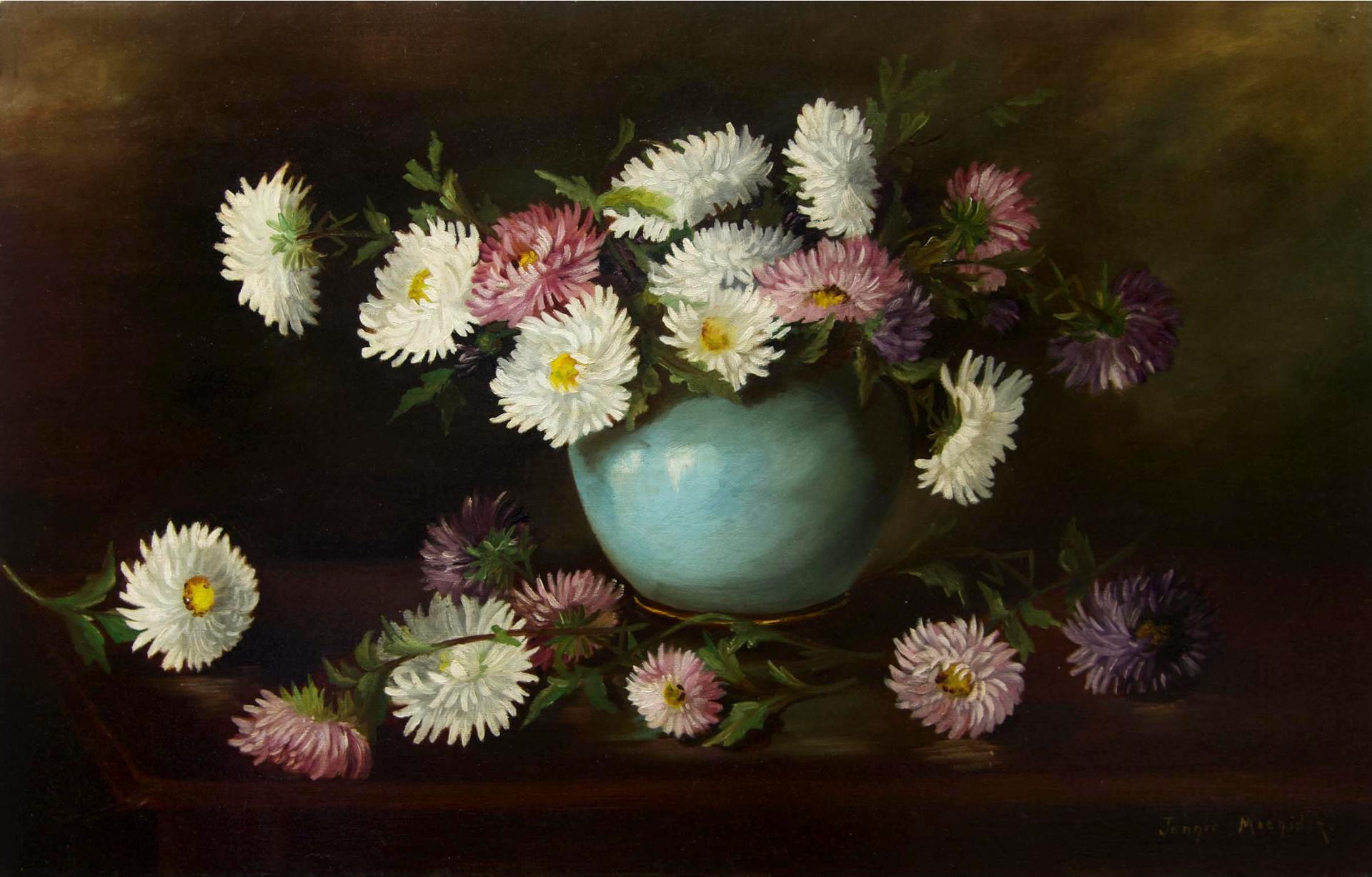 Jennie MacNider - Flowers In A Blue Vase