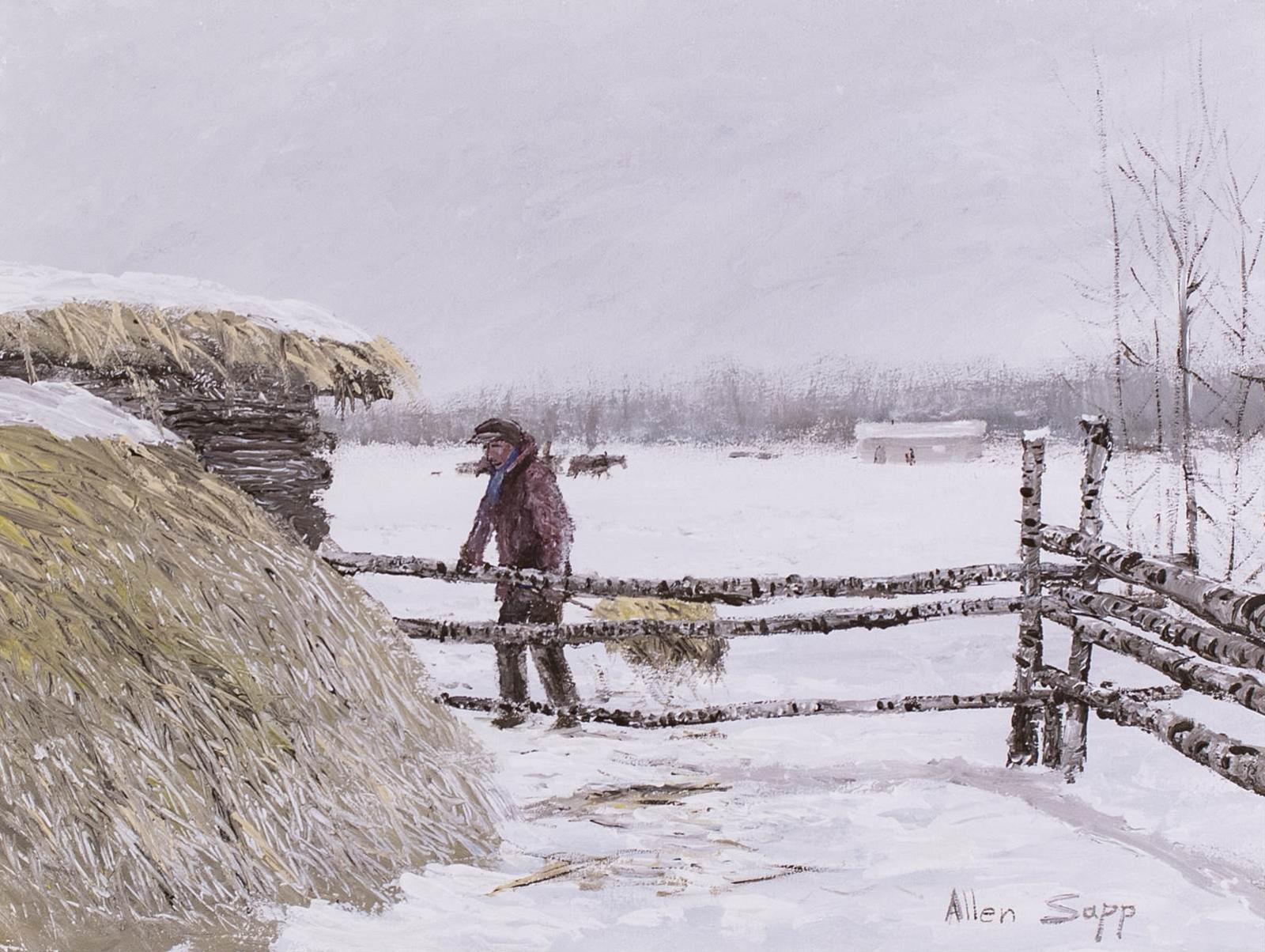 Allen Fredrick Sapp (1929-2015) - Alex Nicotine Putting Hay In The Barn; 1973