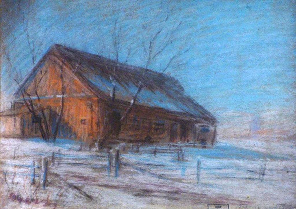 Georges Marie Joseph Delfosse (1869-1939) - BARN IN A WINTER LANDSCAPE