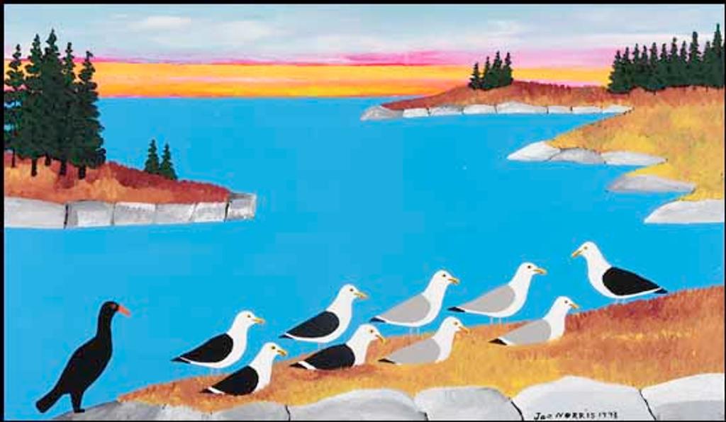 Joseph (Joe) Norris (1925-1996) - Cormorant and Seagulls at Sunset