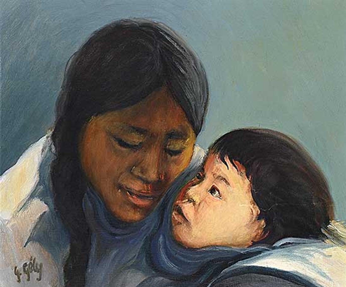 Gabriel Joseph Gely (1924-2020) - Untitled - Mouth Feeding Child [Baker Lake NWT]