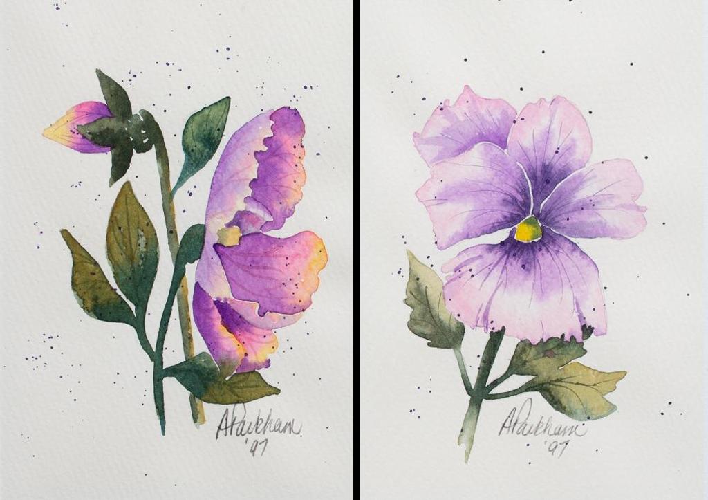 Anne Falconer Packham - Untitled - Pair of Floral Watercolours