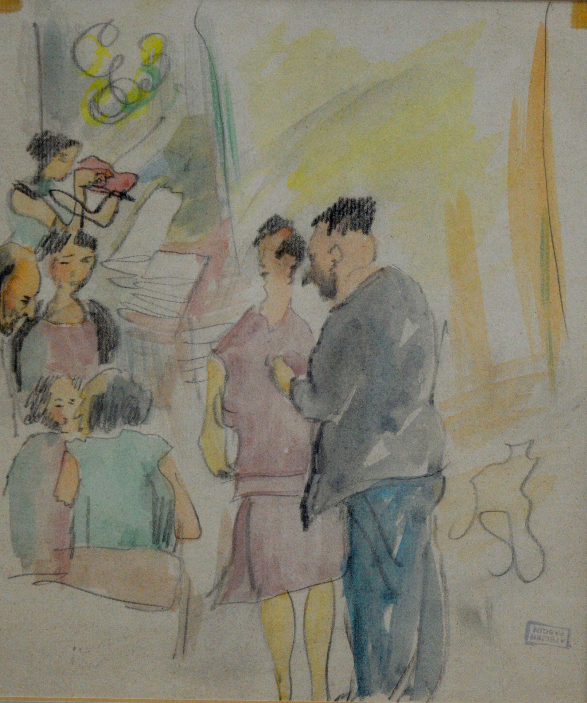 Jules Pascin (1885-1930) - musicien et danseurs