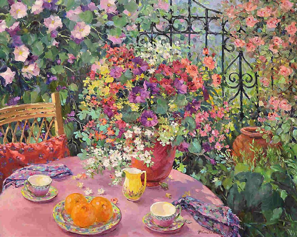 Jose Trinidad (1924-2019) - Tea Time On The Garden Patio