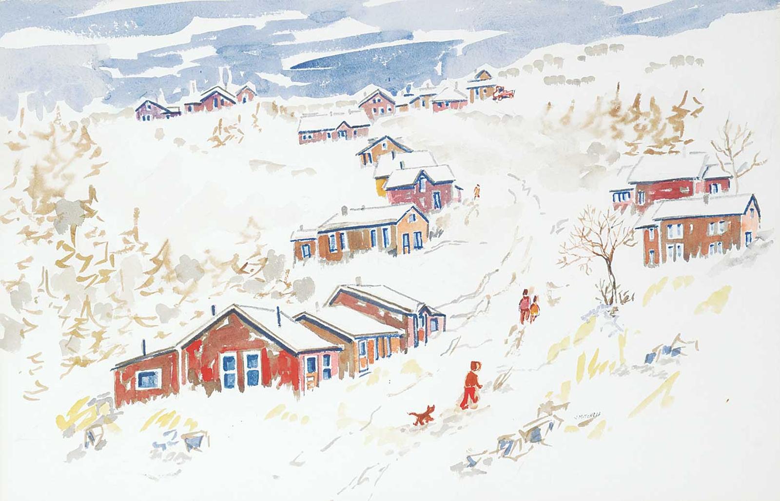 Janet Mitchell (1915-1998) - Untitled - Walking Home After School