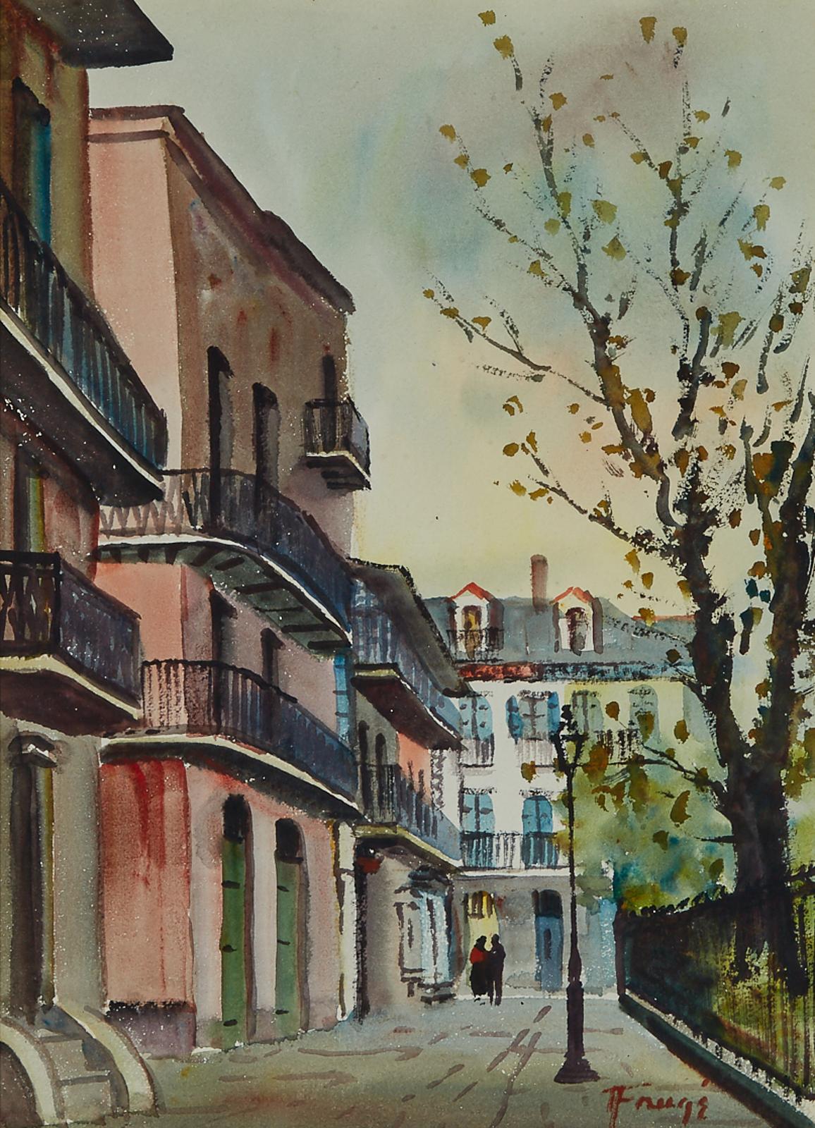 Nestor Hippoyle Fruge (1916-2012) - French Quarter Street Scene, New Orleans