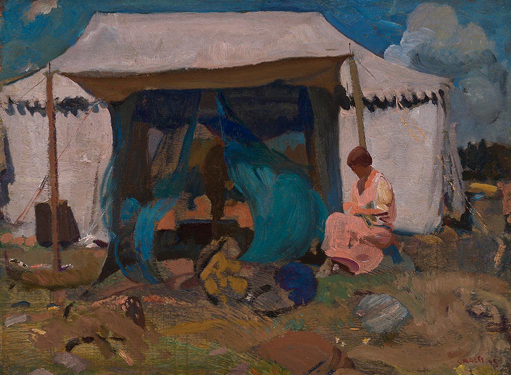 Frederick Horseman Varley (1881-1969) - Mrs. Varley in Front of Her Tent