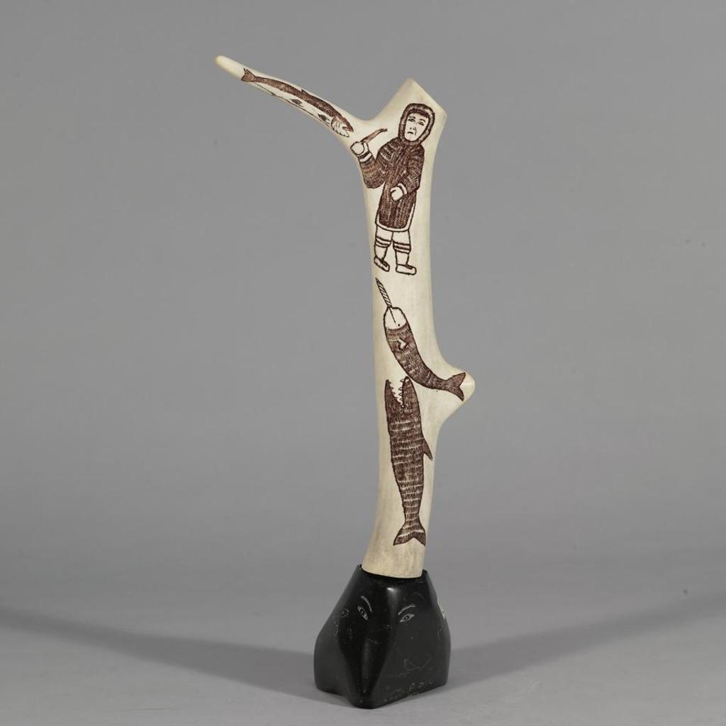 Kiawak (Kiugak) Ashoona (1933-2014) - Etched Antler