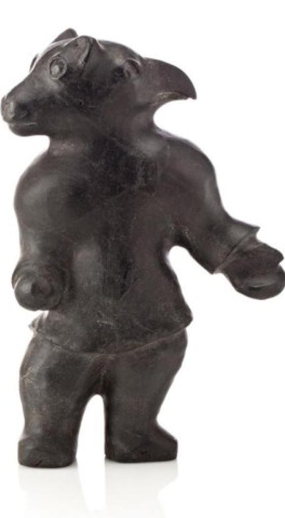 Thomas Sivuraq (1941) - Bear-Bird Transformation Figure, Ca. early 1980s, Black stone