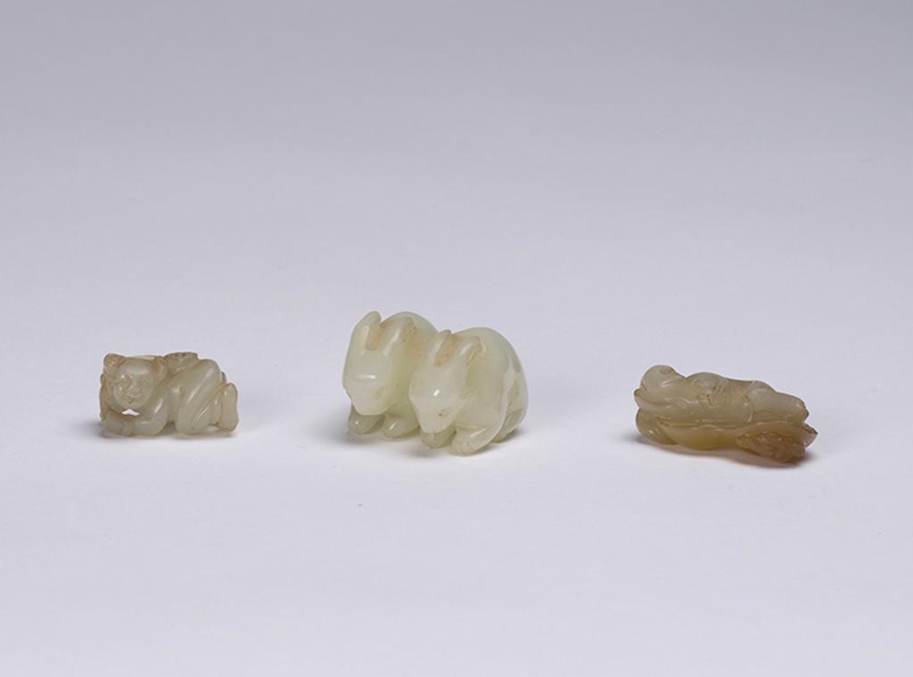 Chinese Art - Three Chinese Pale Celadon Jade Carvings, 19th Century