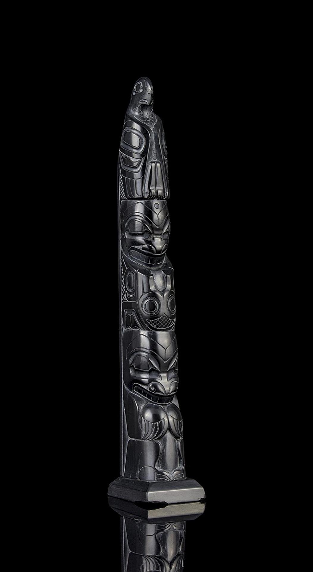 Ed Simeon - an argillite pole depicting Eagle