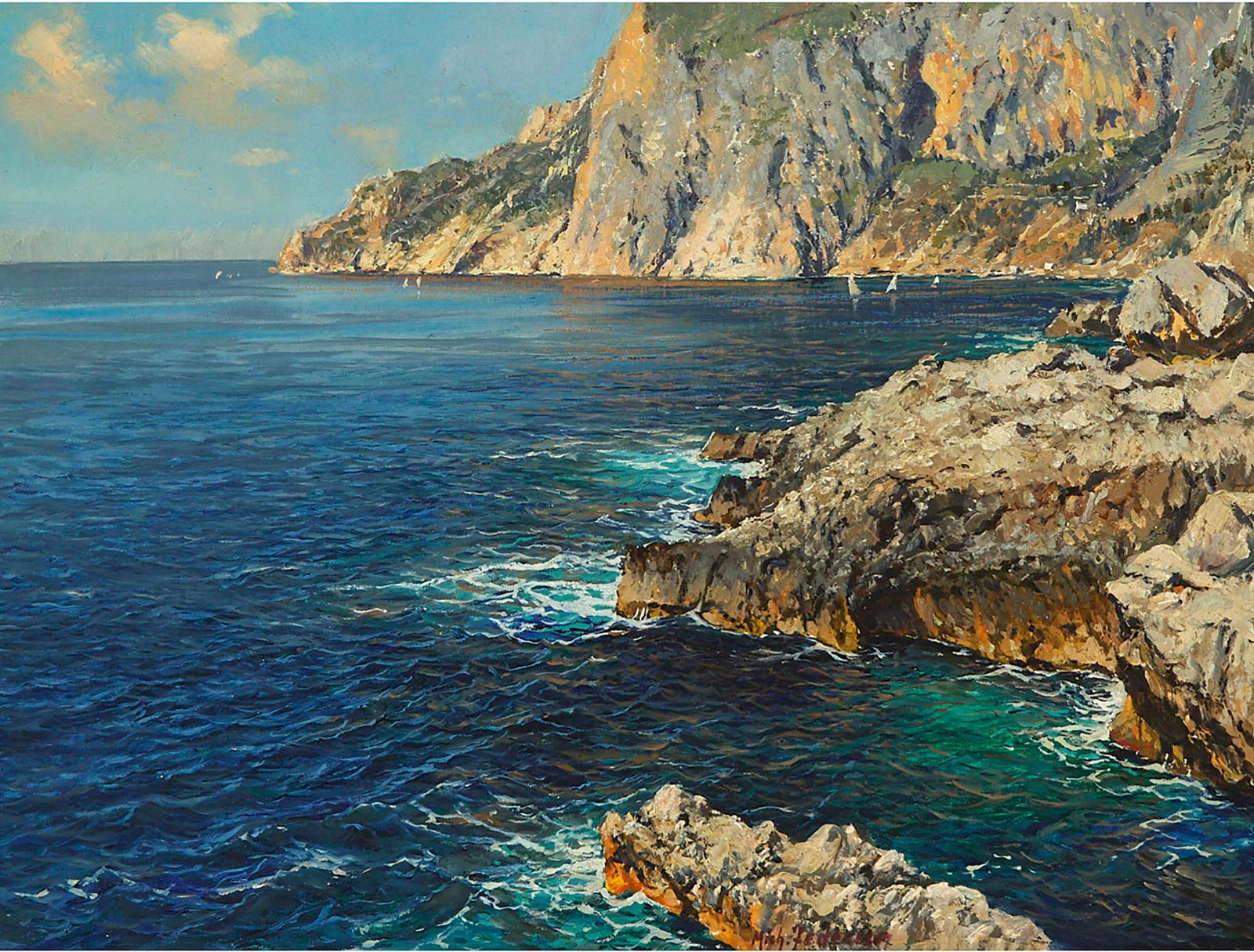 Michele Federico (1884-1966) - A View From The Cliffs Of Capri