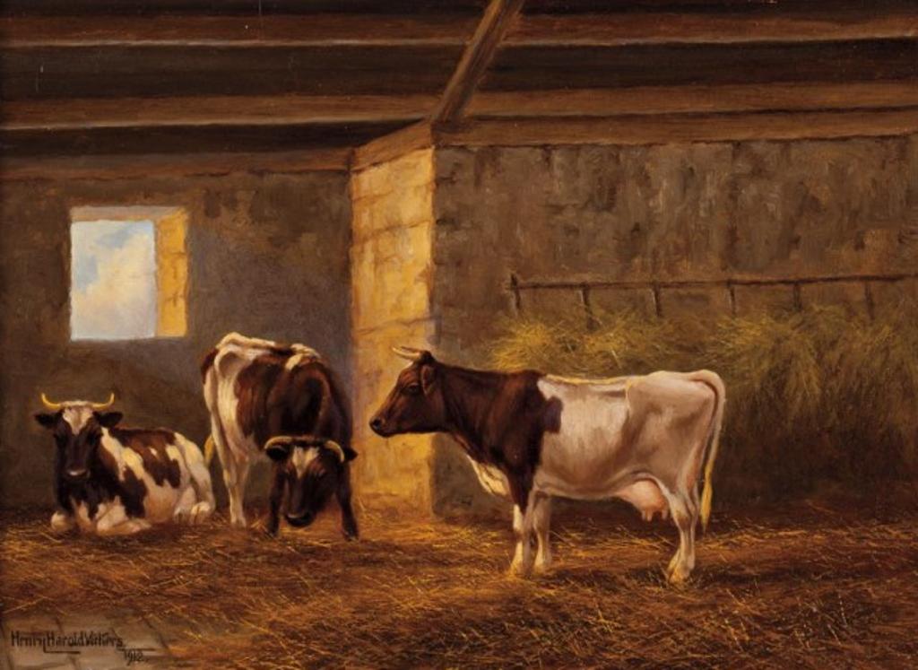 Henry Harold Vickers (1851-1918) - Cattle in a Stable
