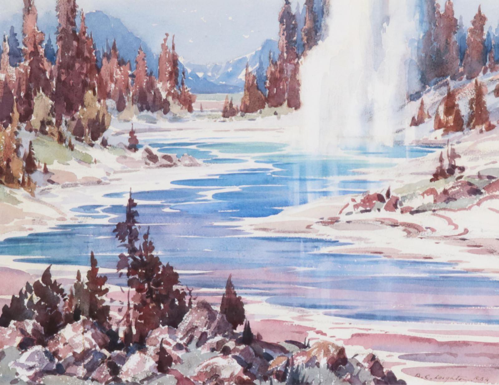 Alfred Crocker Leighton (1901-1965) - Geiser, Firehole River, Yellowstone Nat. Park