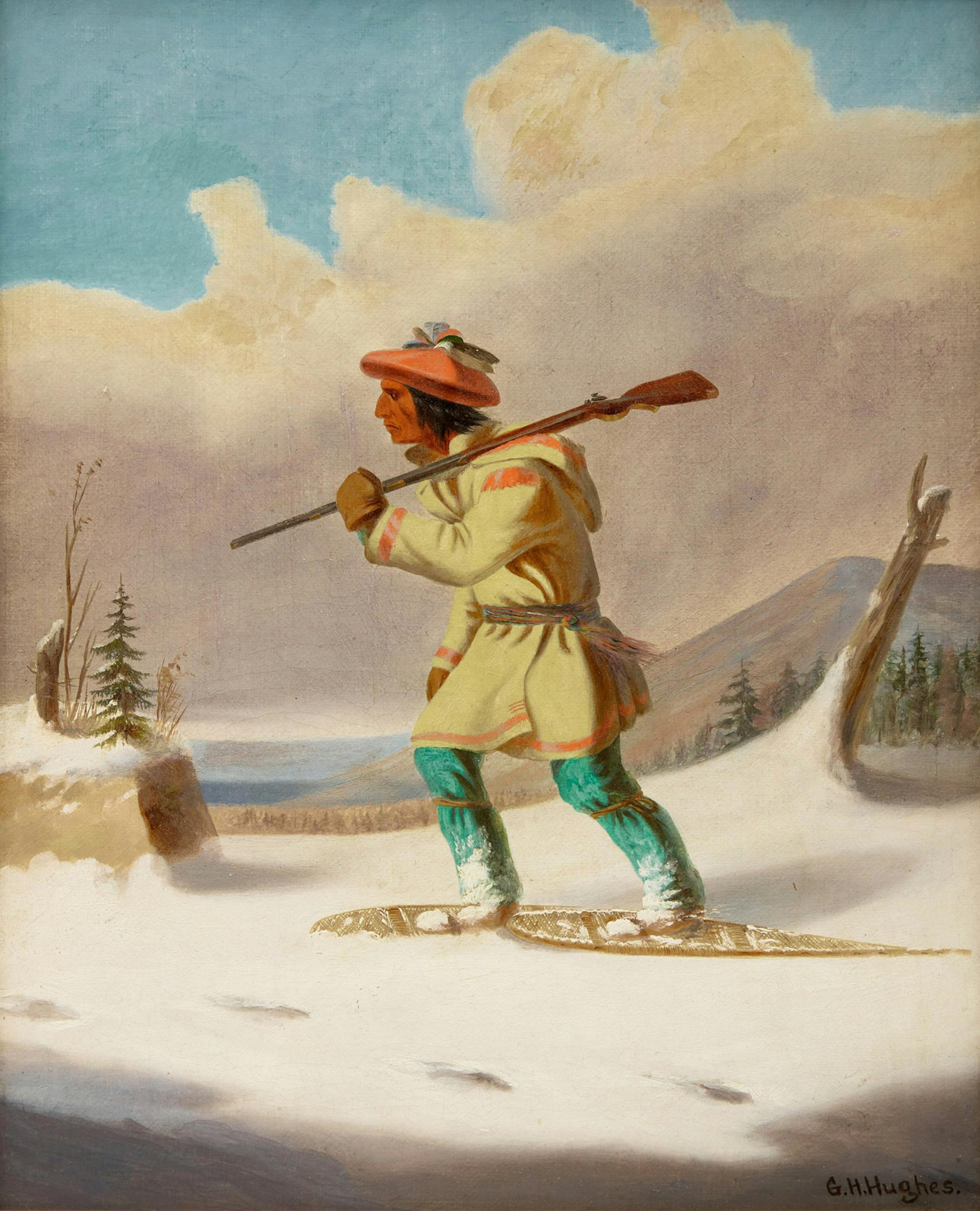 George Hart Hughes (1841-1921) - Huron Indian on Snowshoes