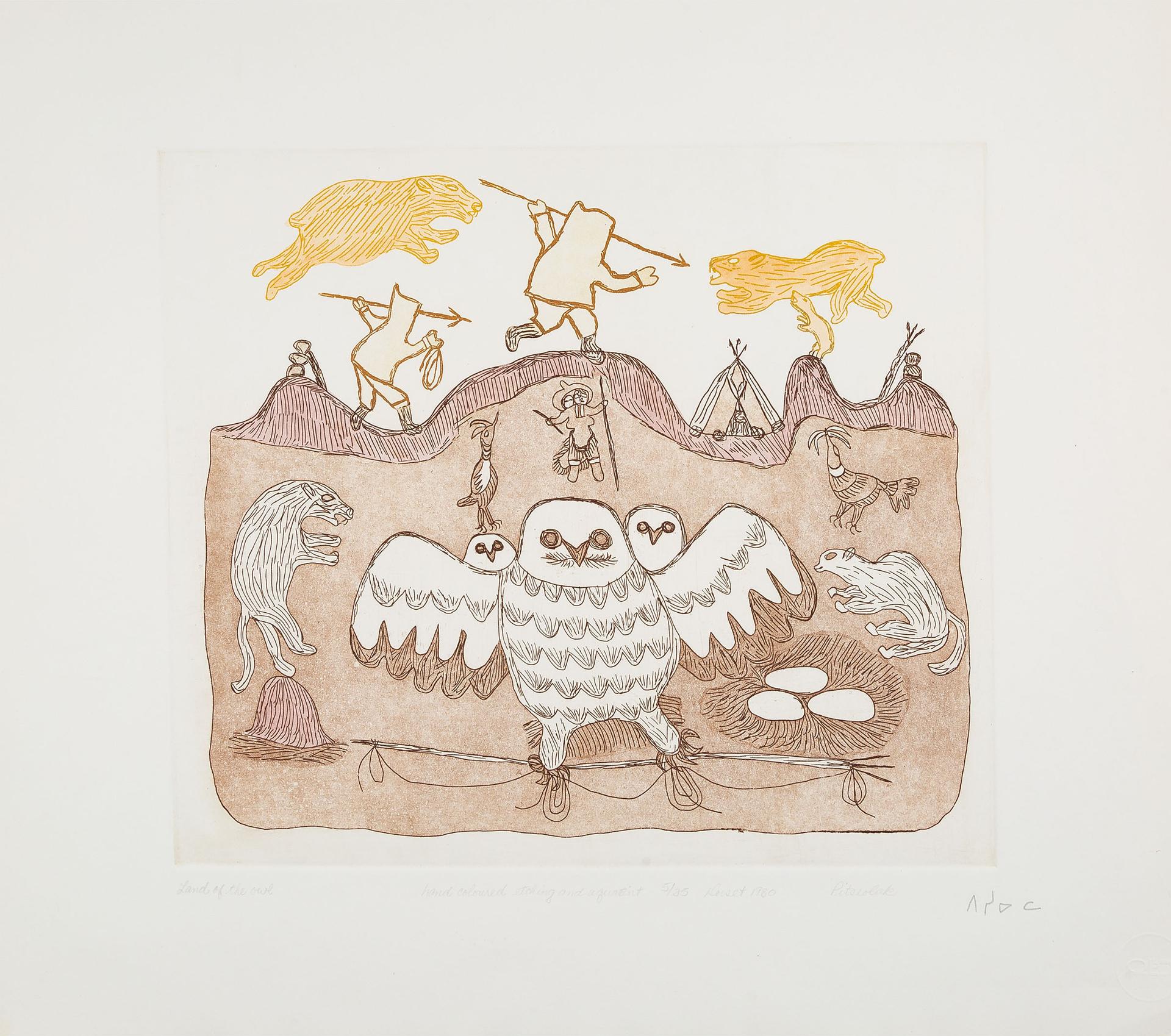 Pitseolak Ashoona (1904-1983) - Land Of The Owl