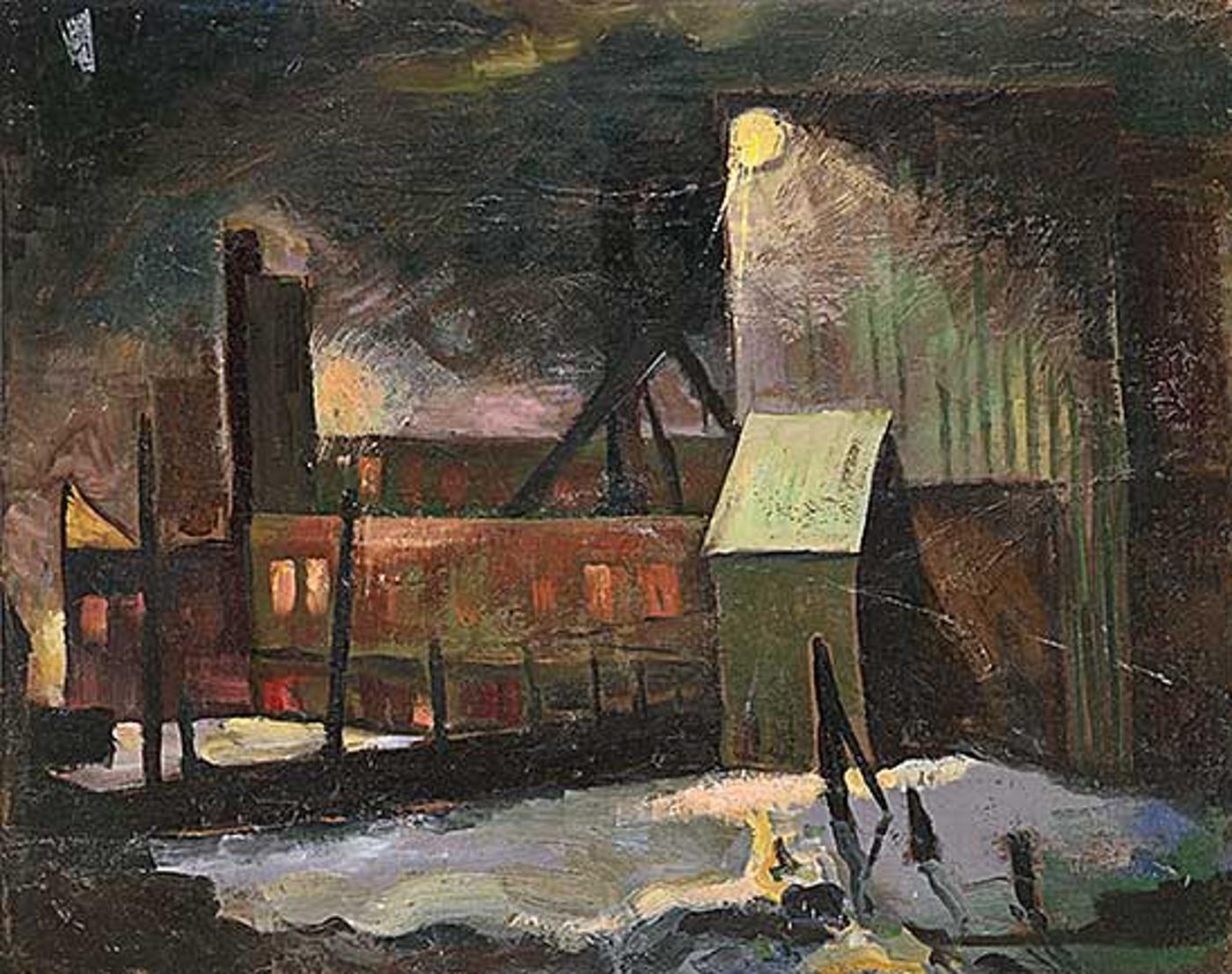 Gustav Oswald Weisman (1926-2000) - Untitled - Mine Head at Night