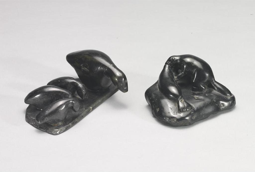 Adamie Inukpuk (1943) - Otter And Seal; Bird And Young