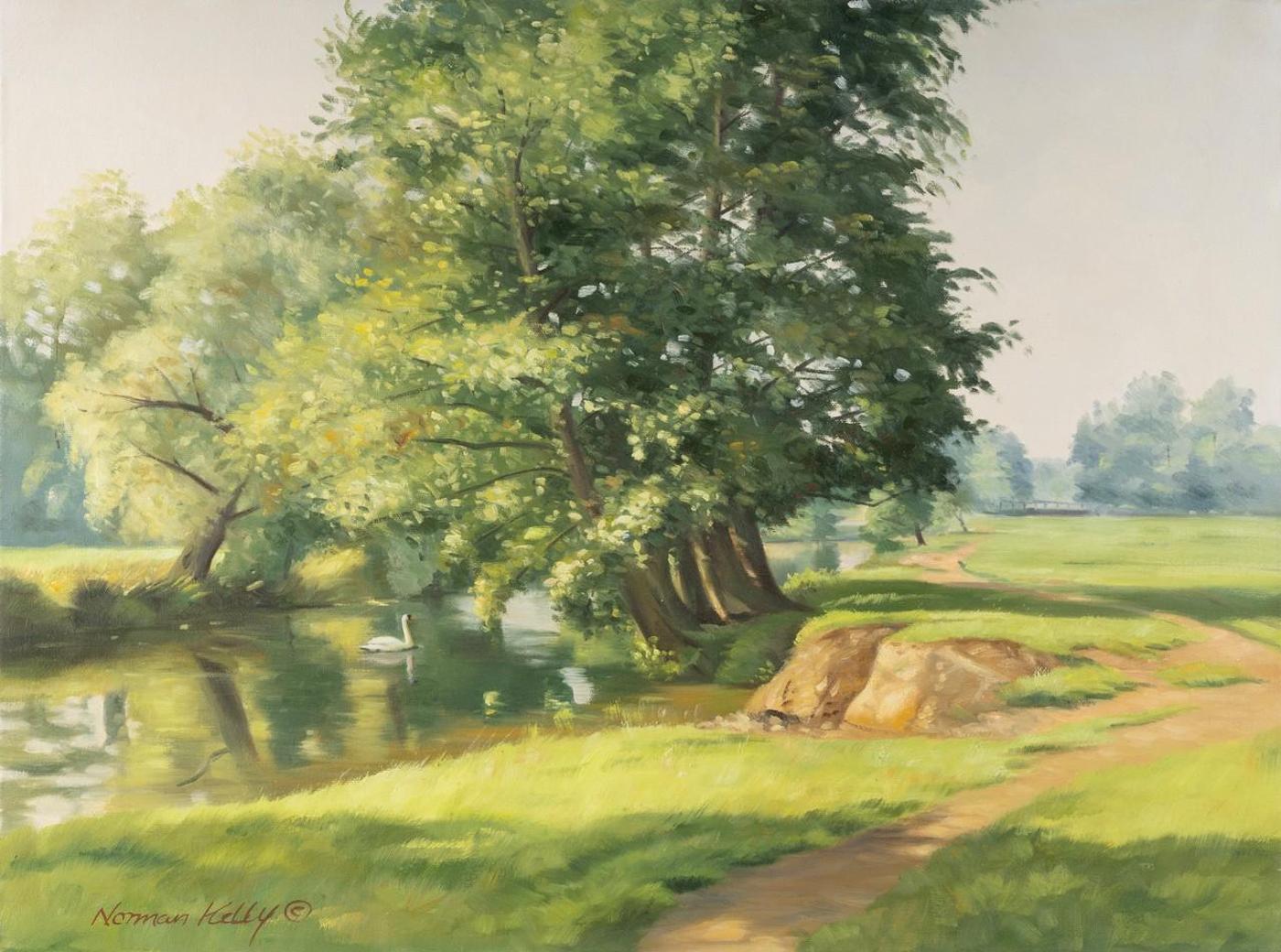 Norman Kelly (1939) - Along the Cow Paths - River Stour, Dedham, Essex