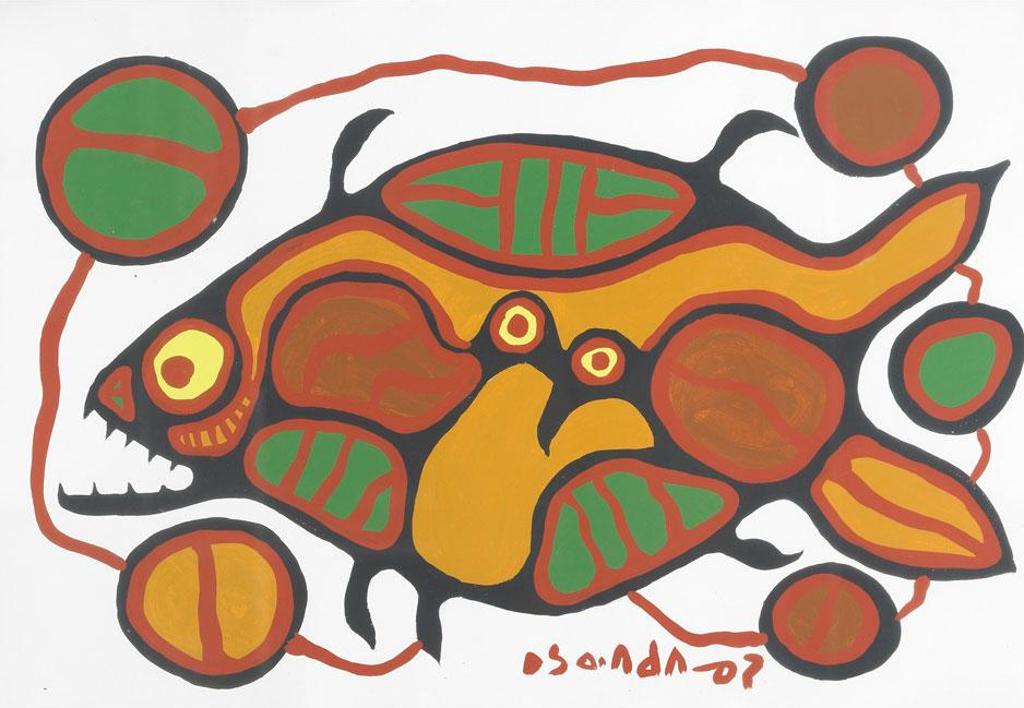 Norval H. Morrisseau (1931-2007) - Fish And Birds
