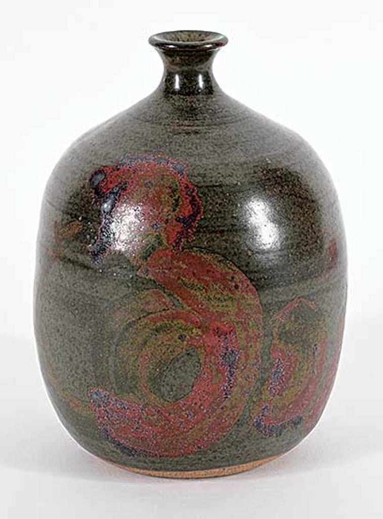 Neil James Liske (1936) - Untitled - Bottle Vase with Red Abstract Shapes