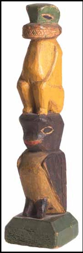Emily Carr (1871-1945) - Klee Wyck Carved Wooden Totem Pole - Eagle and Figure
