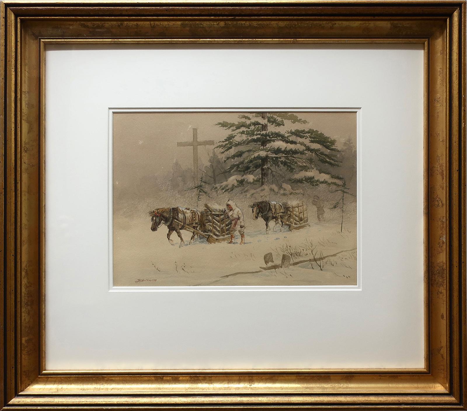 John B. Wilkinson (1865-1907) - Untitled (Log Gatherers In Winter Storm)