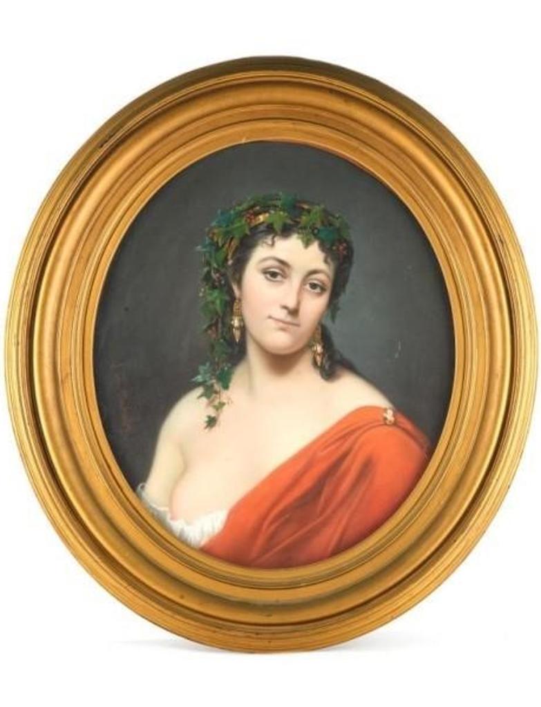 Jacques-Leon Du Sautoy (1817-1894) - Portrait of a Maiden with Garlands