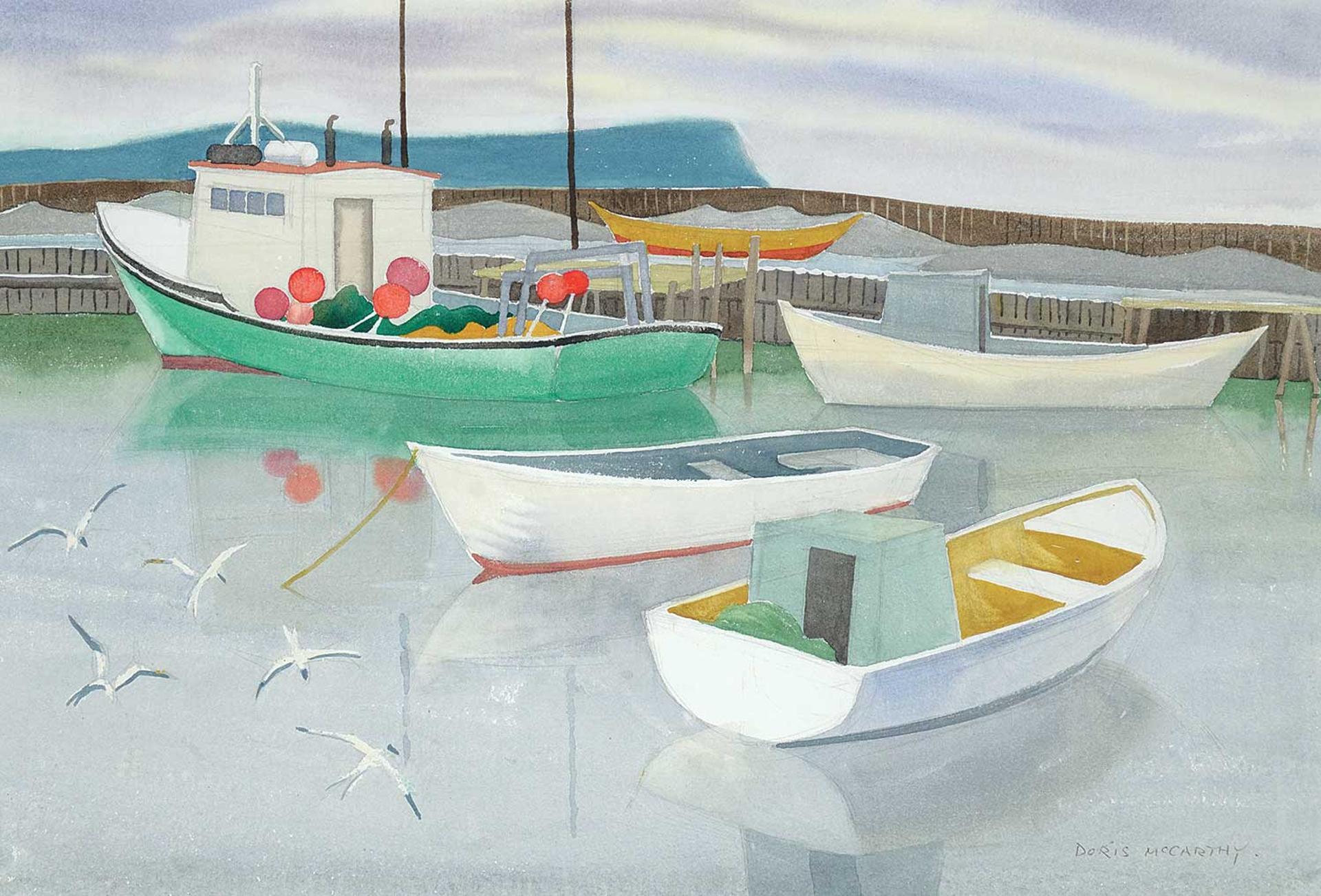 Doris Jean McCarthy (1910-2010) - Small Boats at Ferryland