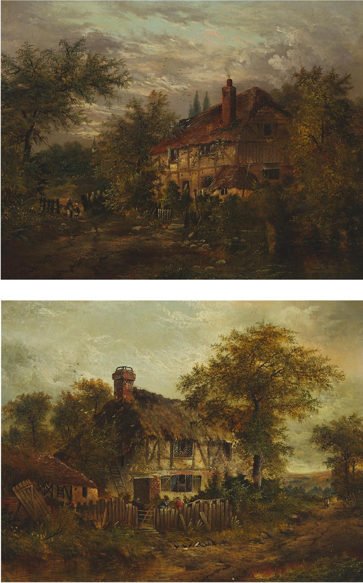 Edgar Longstaffe (1849-1912) - Near Sophley Hants; Cottage Scene In Burley Hants, 1887