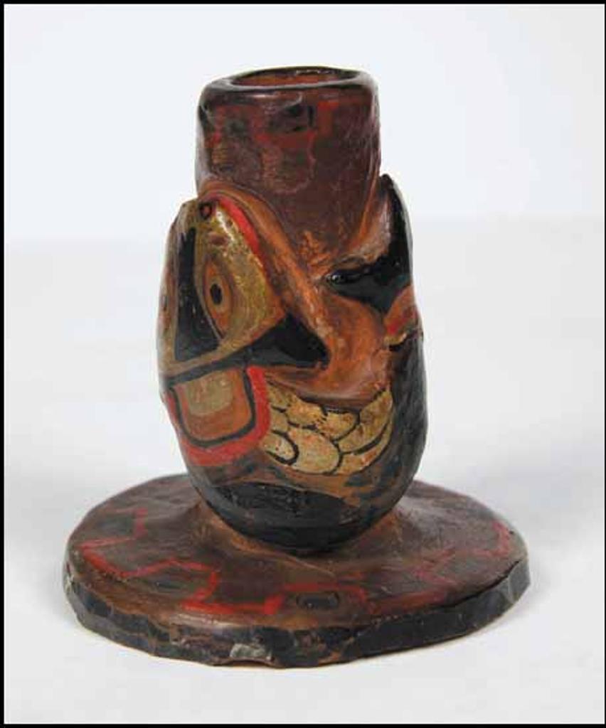 Emily Carr (1871-1945) - Klee Wyck Ceramic Candlestick with Dogfish Motif