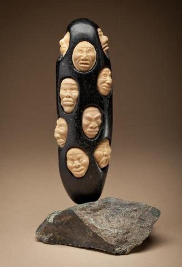 Joseph Shuqslak (1958) - Faces from the Past, 1995, black and green stone,