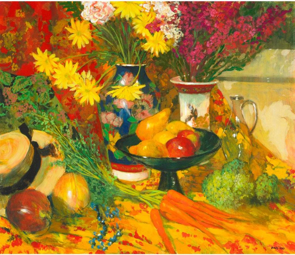 Philip Craig (1951) - Still-Life With Vases, Vegetables And Fruit