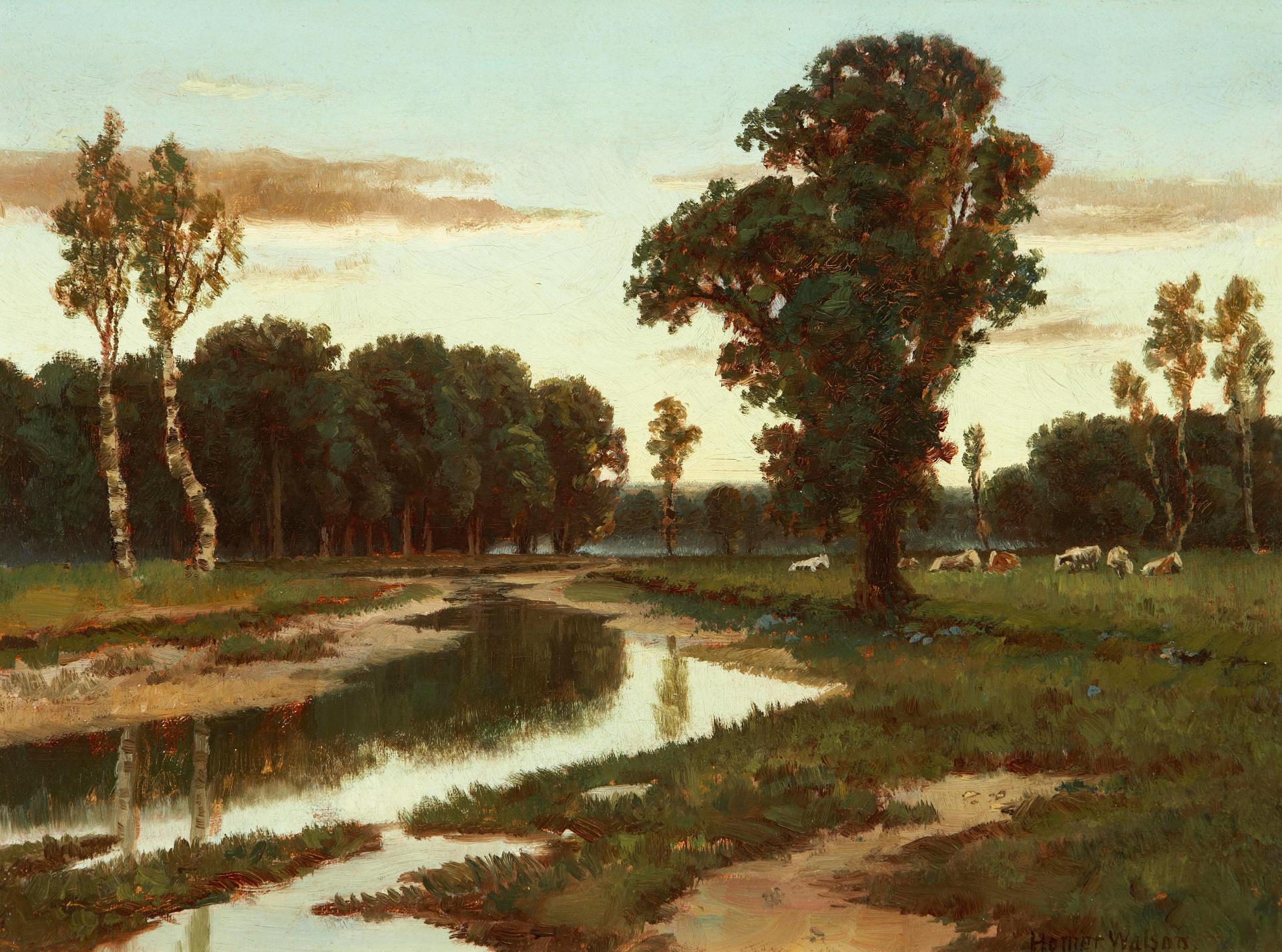 Homer Ransford Watson (1855-1936) - Grazing cattle near the river