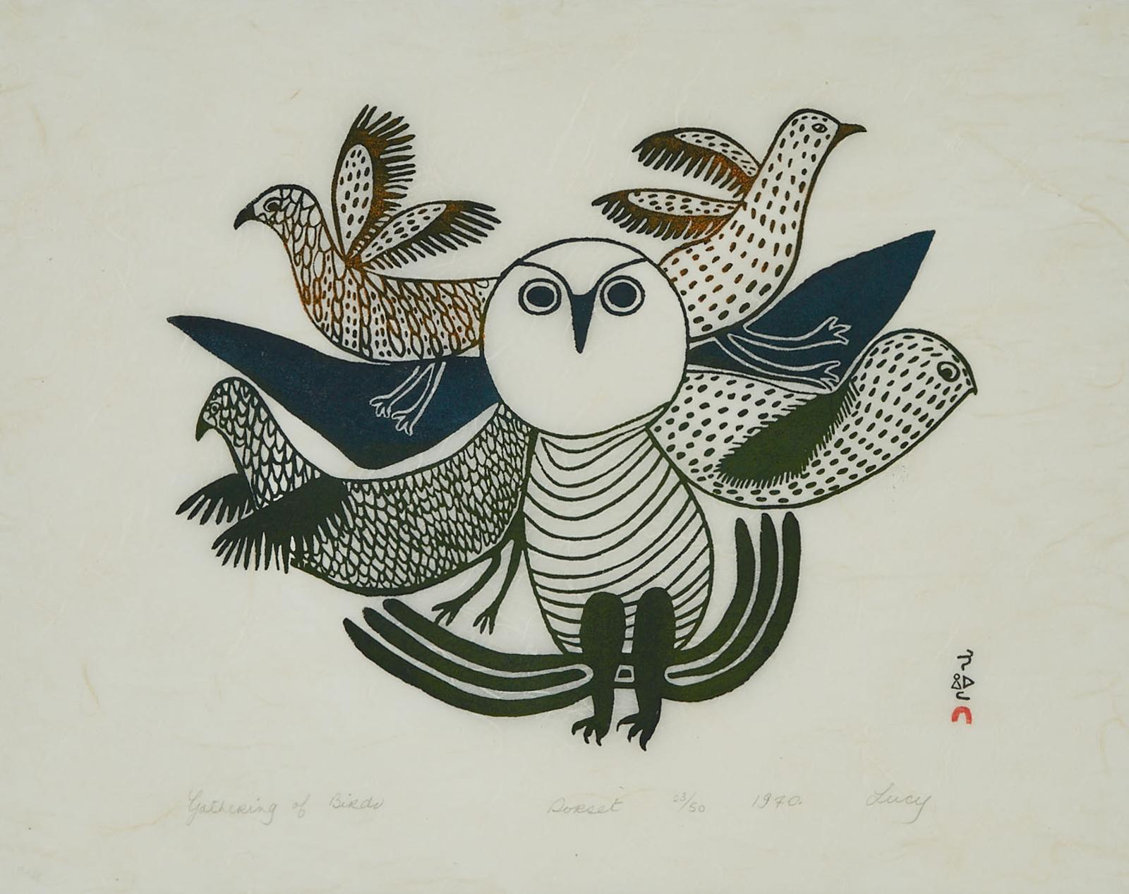 Lucy Qinnuayuak (1915-1982) - Gathering Of Birds