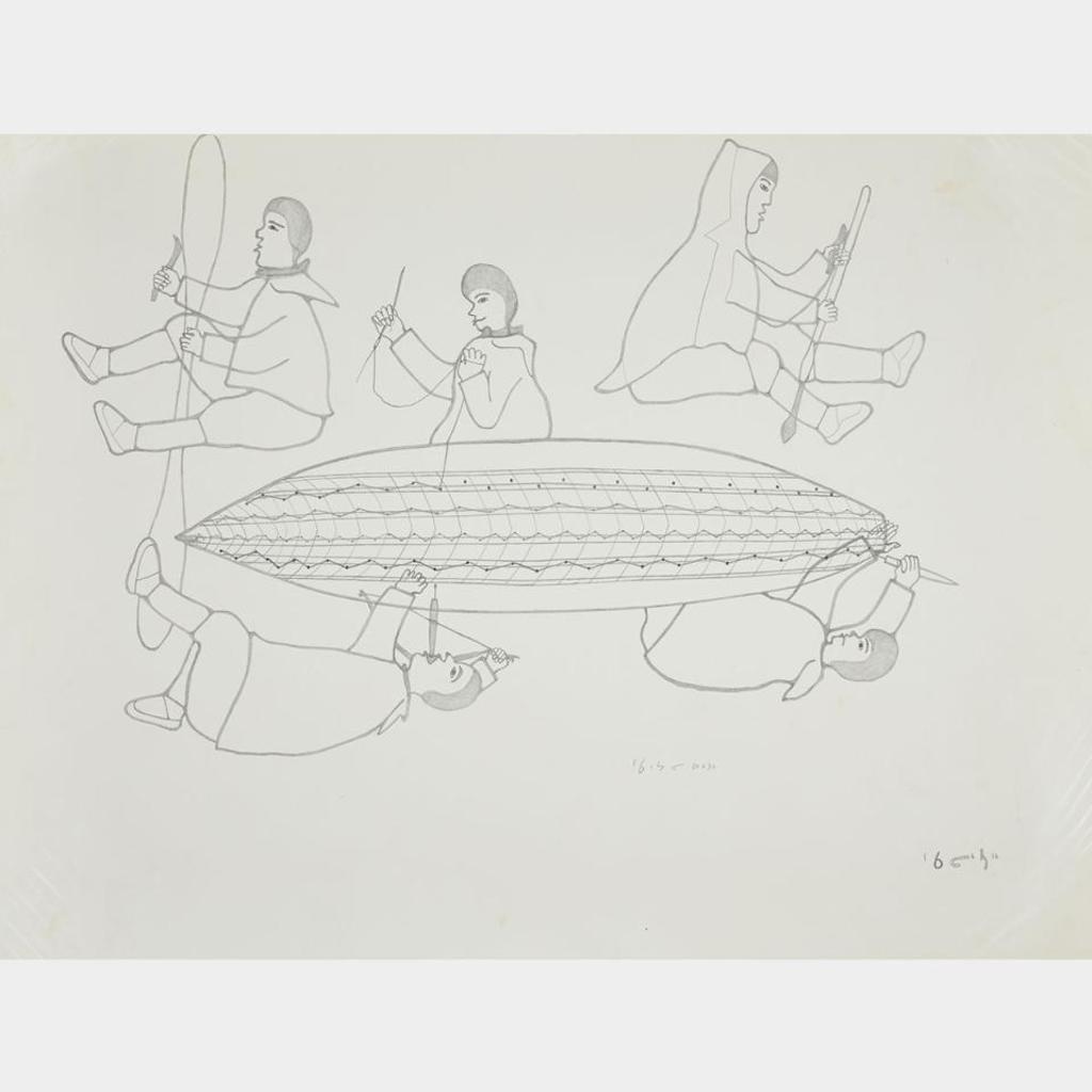 Harold Qarliqsaq (1928-1980) - Untitled (Building The Kayak)