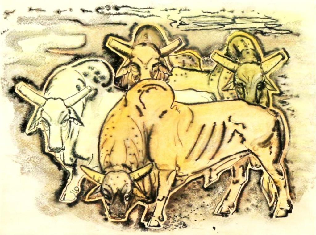 Illingworth Holey (Buck) Kerr (1905-1989) - Brahma Bulls