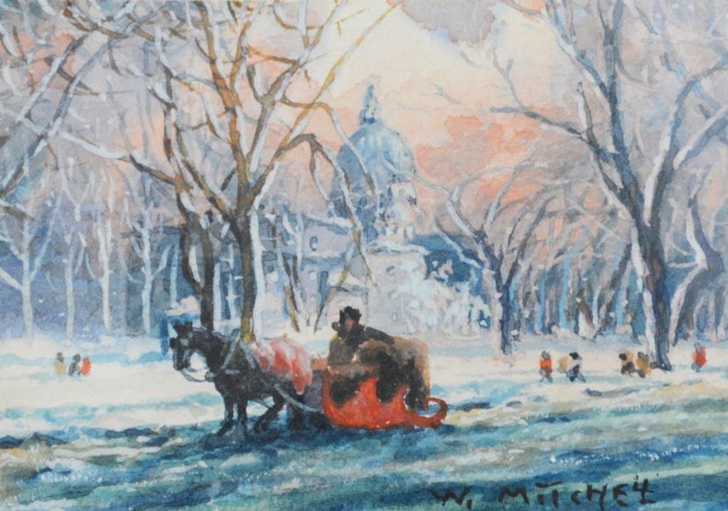 Willard Morse Mitchell (1879-1955) - Little Red Sleigh, Dominion Square, Montreal