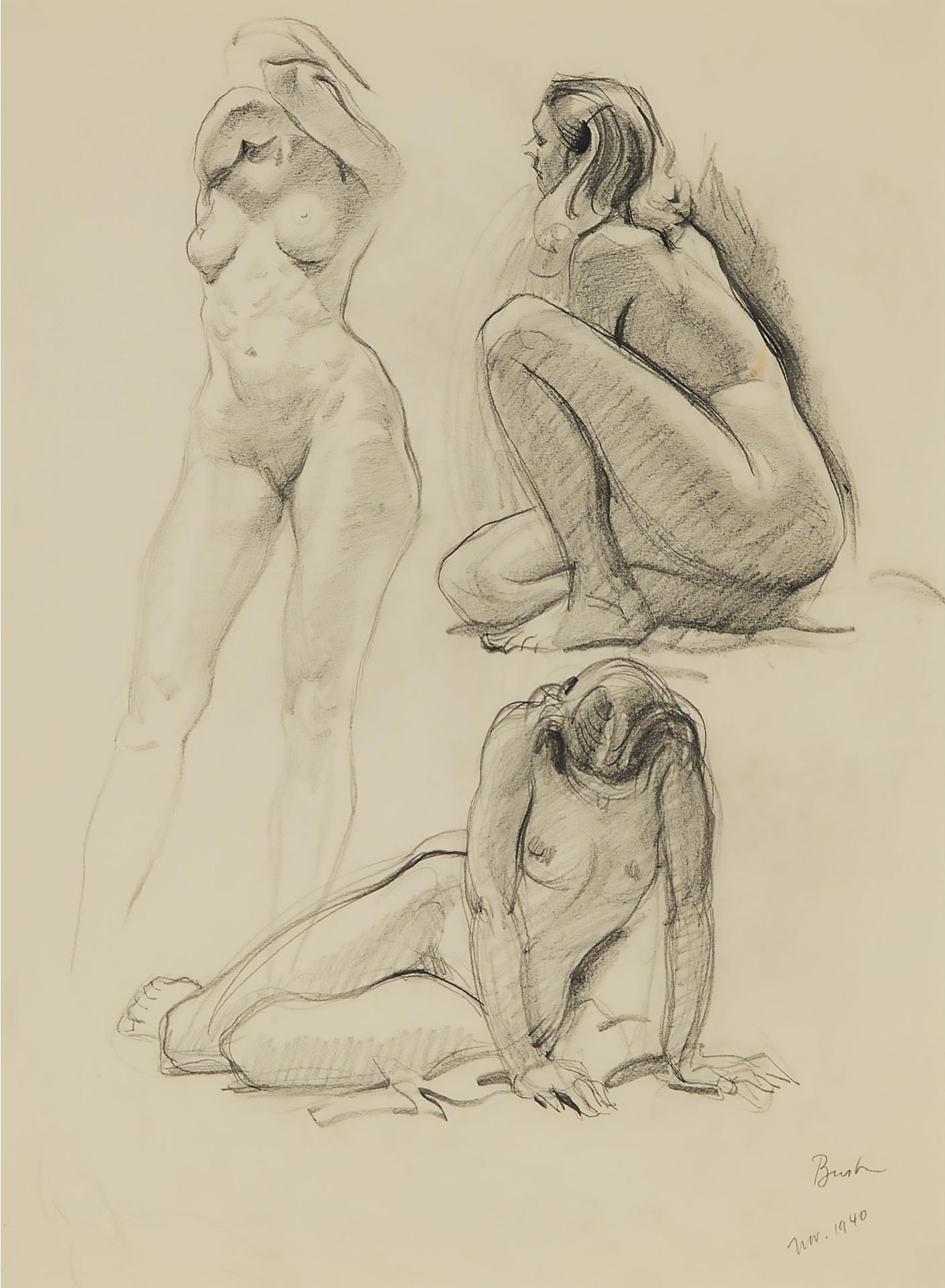 Jack Hamilton Bush (1909-1977) - Three Nude Studies, 1940