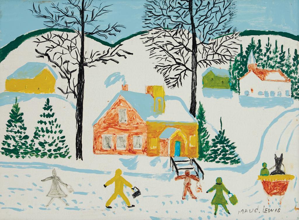 Maud Kathleen Lewis (1903-1970) - Children Walking in the Snow