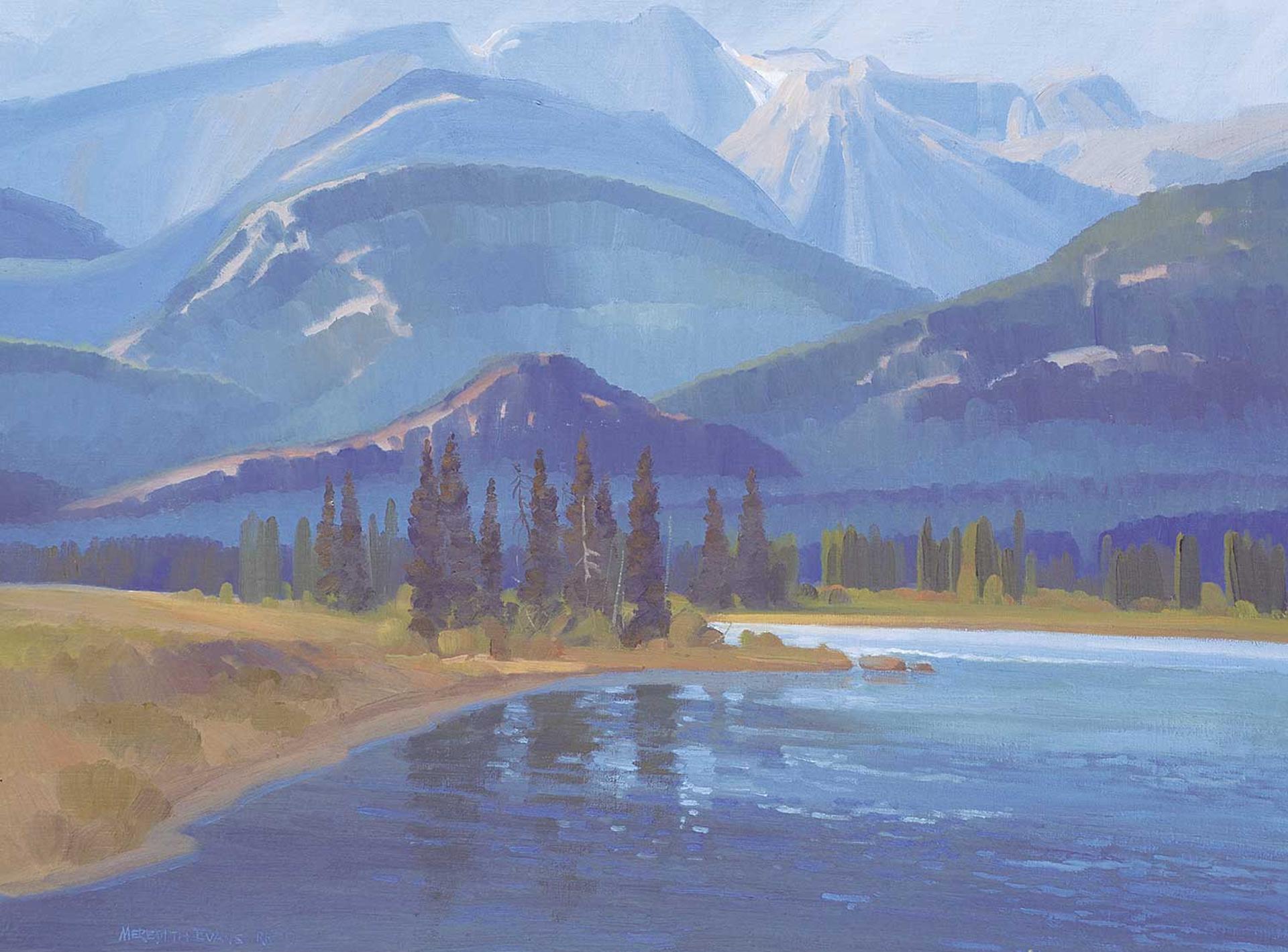 Meredith Evans (1919-1996) - Victoria Cross Ranges, Athabasca River, Jasper